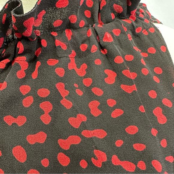 Michael Michael Kors Y2k tie high neck sleeveless blouse red dot print size 4 - Picture 14 of 15